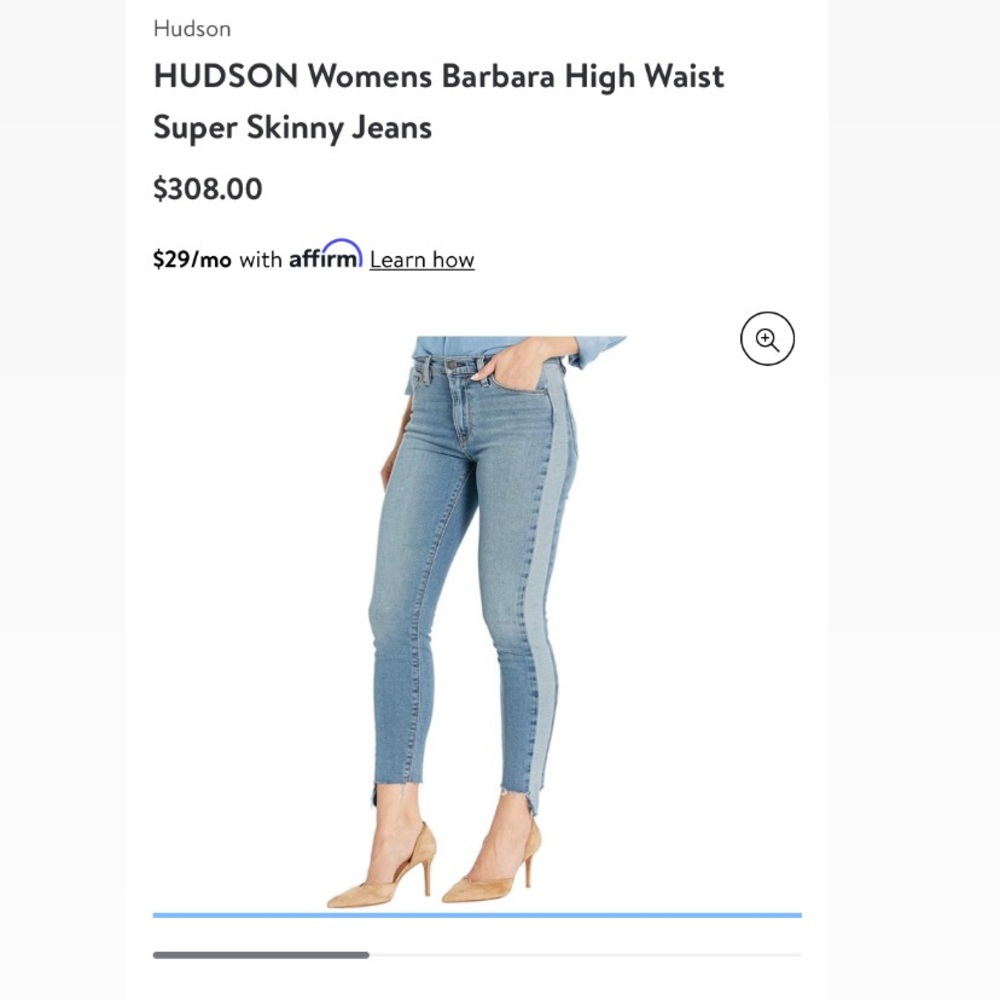 Hudson Los Angeles Barbara Super Skinny Jeans Size 25 Never worn.